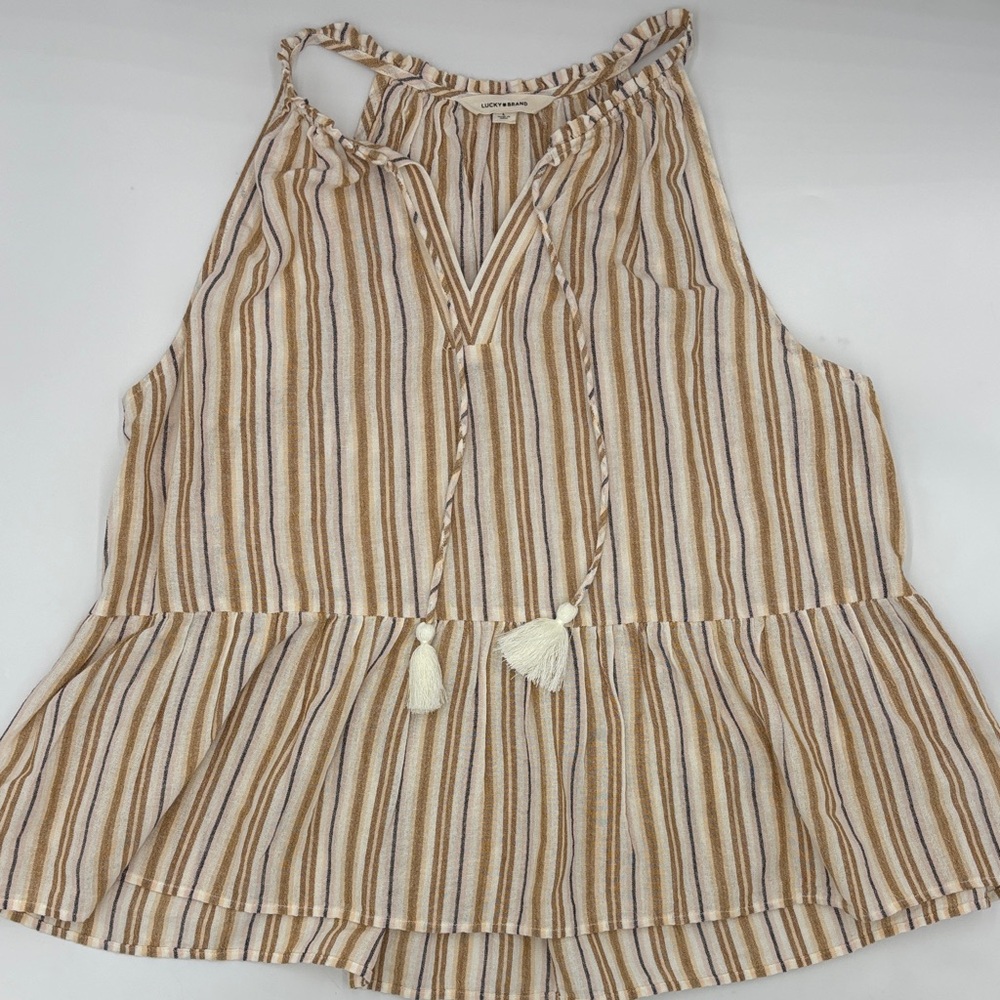 Lucky Brand Tassle Tie Cotton Halter Top